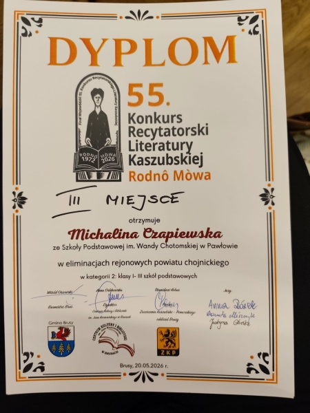 Powiatowe eliminacje 55. Konkursu Recytatorskiego Literatury Kaszubskiej Rodnô Mòwa
