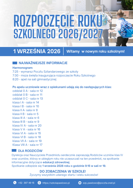 Uroczyste Rozpoczęcie Roku Szkolnego 2026/2027